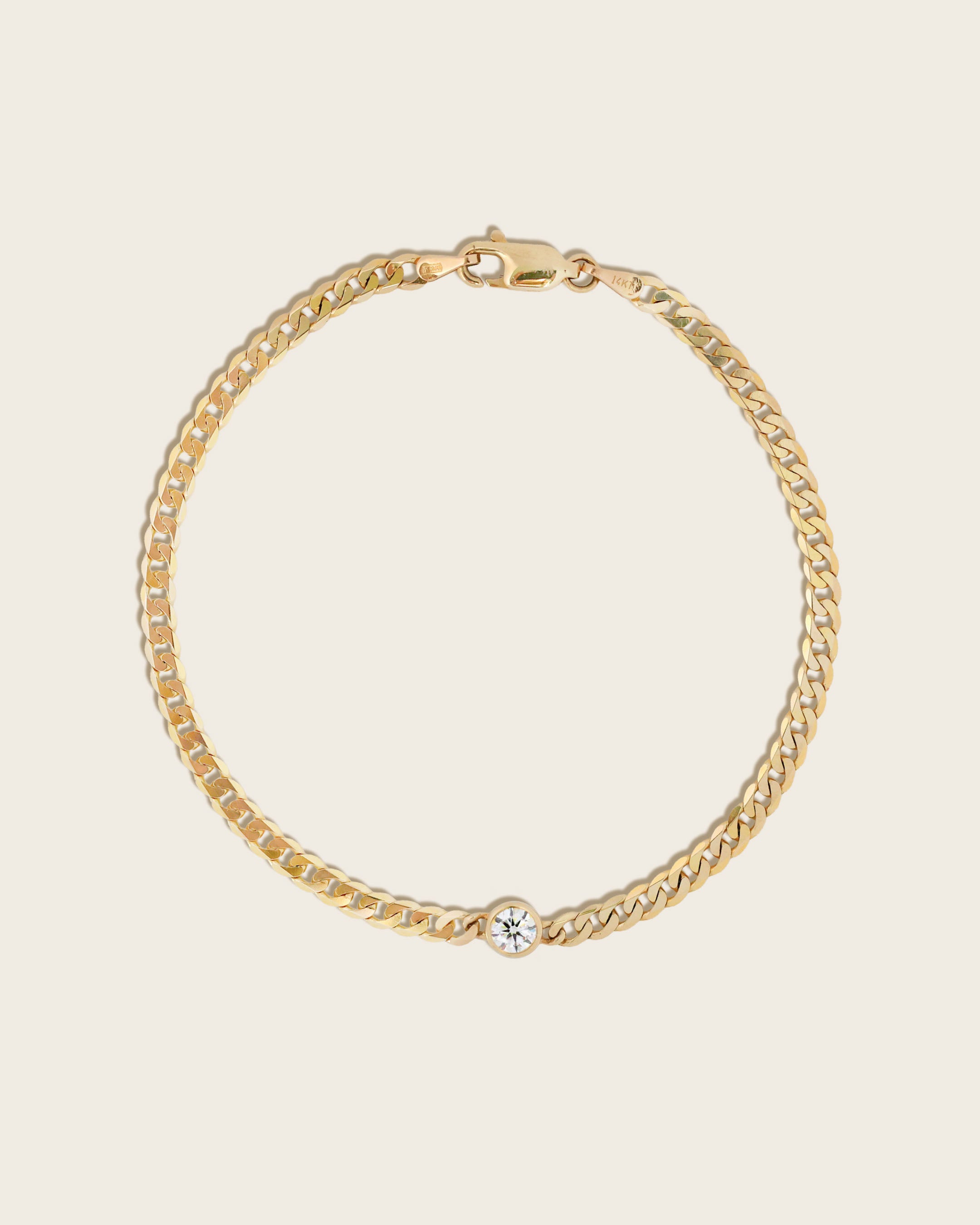 Lab Diamond Bezel Set Curb Bracelet