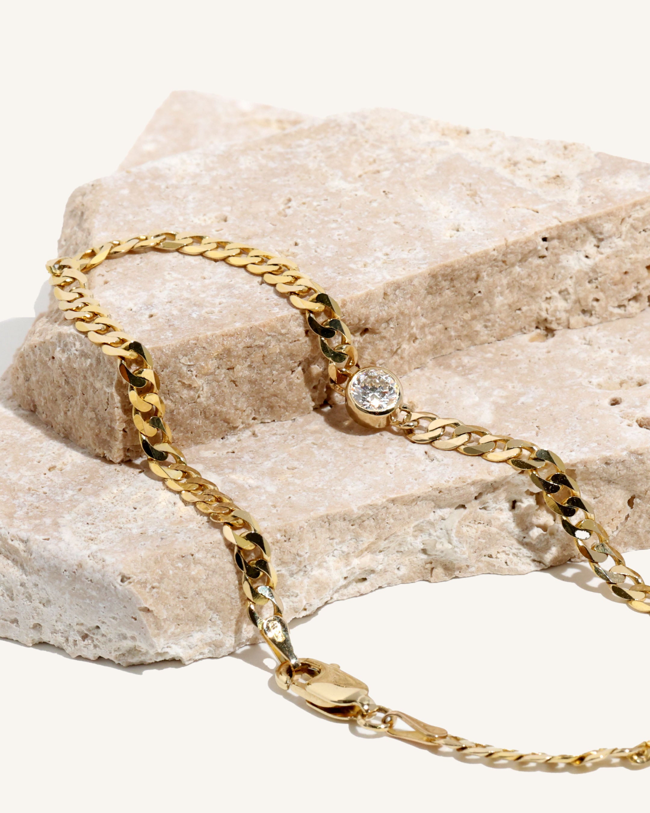 Lab Diamond Bezel Set Curb Bracelet