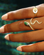 Natural Emerald & Diamond Serpent Ring