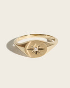 North Star Diamond Signet Ring