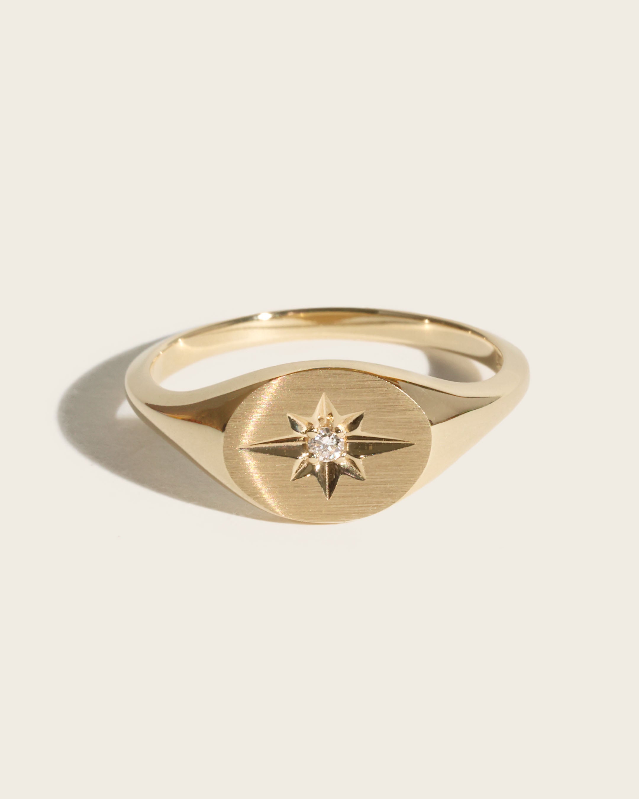 North Star Diamond Signet Ring